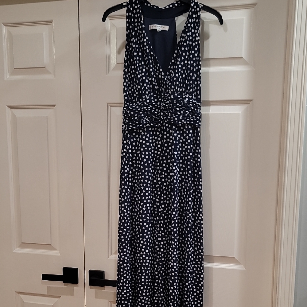 Elegant Navy Polka Dot Dress